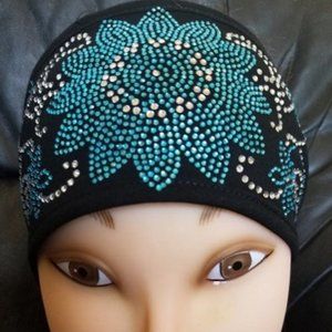 Rhinestone Headband Lt. Blue Flower!